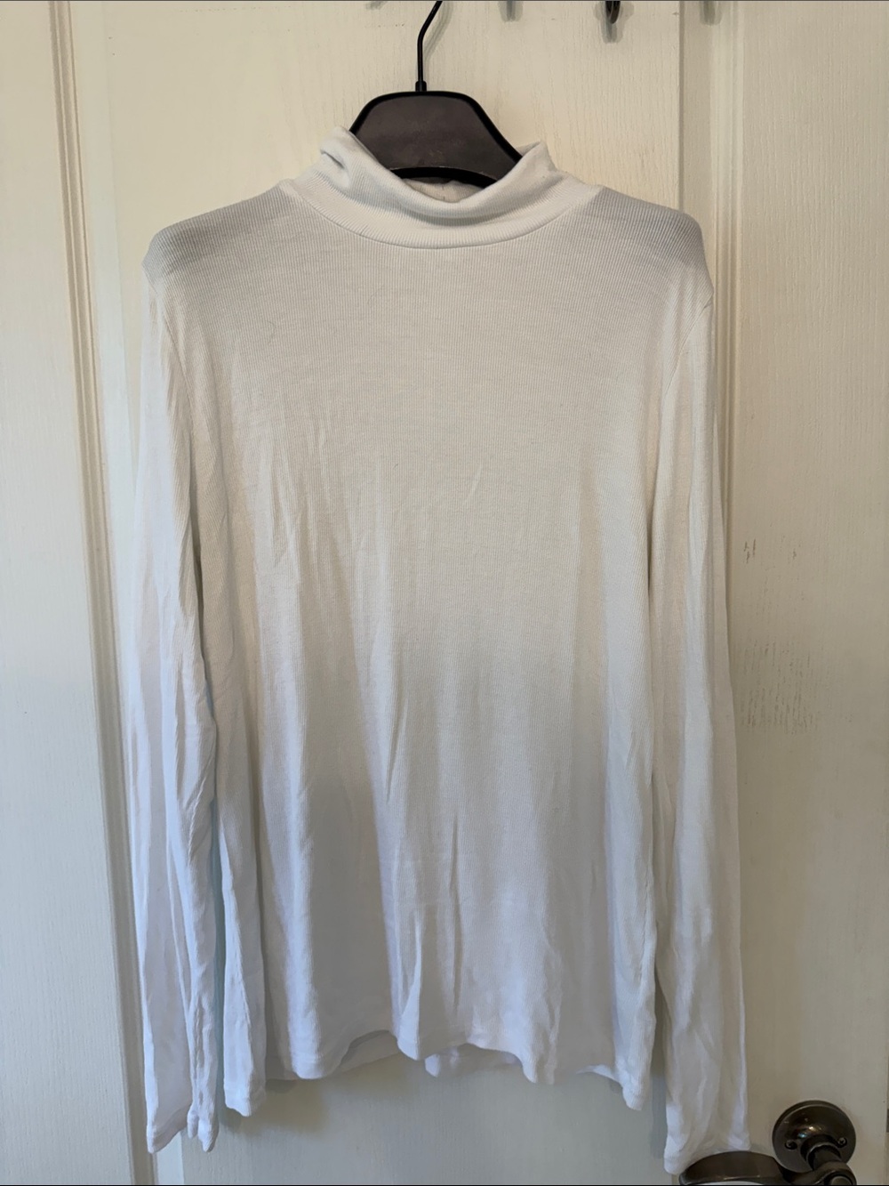 Babaton White Ribbed Turtleneck Top